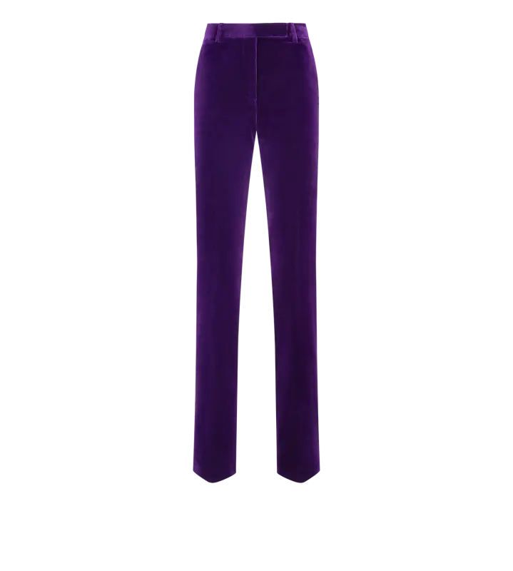 COTTON VELVET TAILORED STRAIGHT PANTS GEM VIOLET online